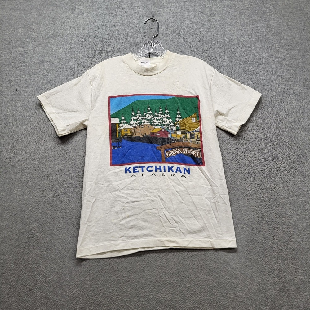 VINTAGE Princess Cruises Men Shirt M White Graphic Ketchikan Alaska Tourist